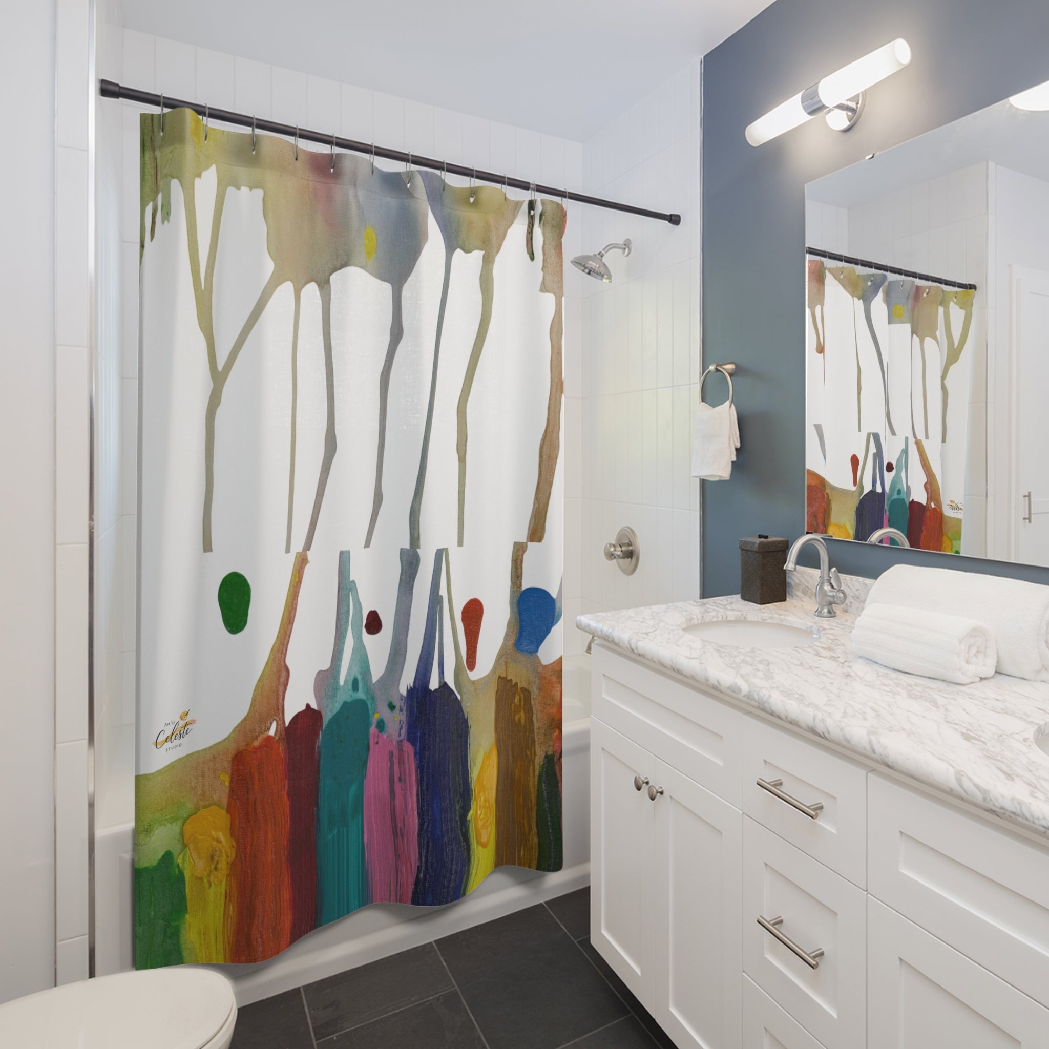 Crazy Brush Stroke Shower Curtain
