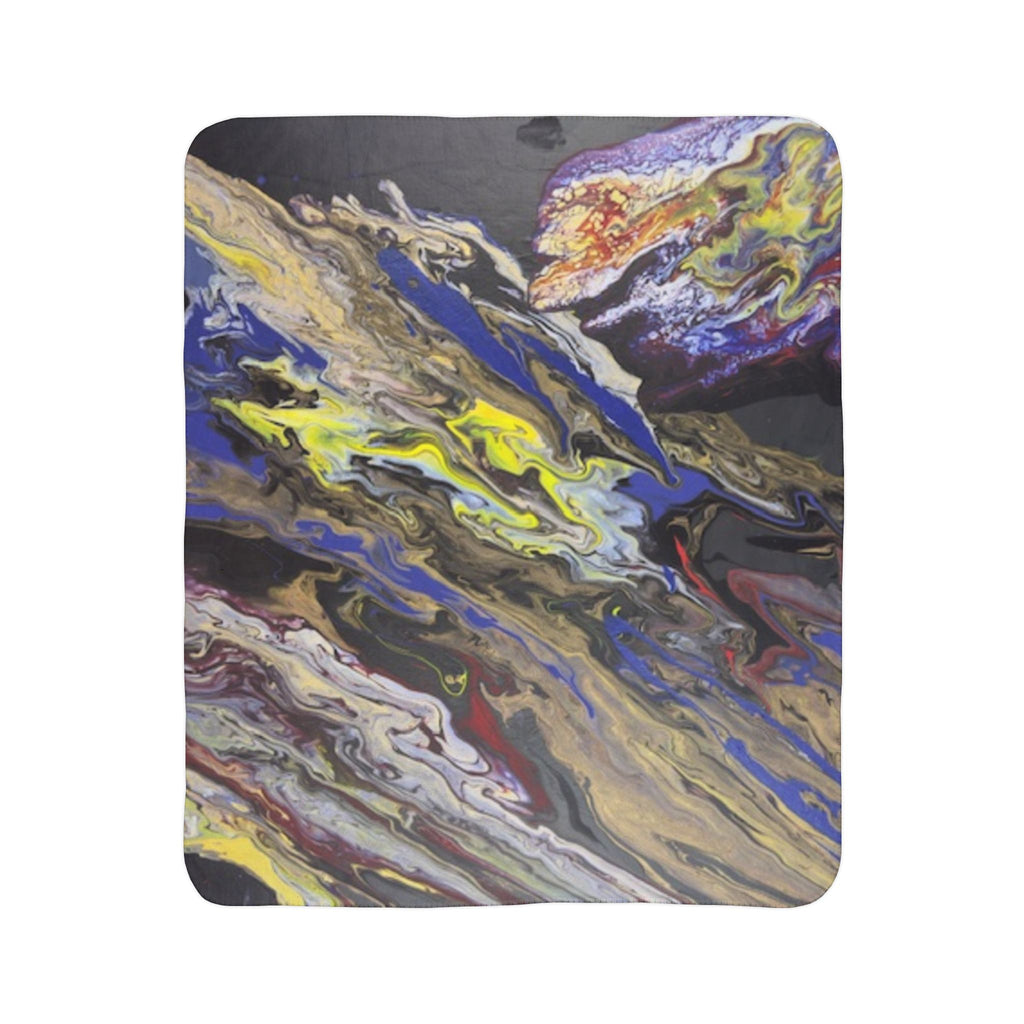 Abstract Fluid Art Sherpa Blanket – Multicolor Swirl Fleece Throw