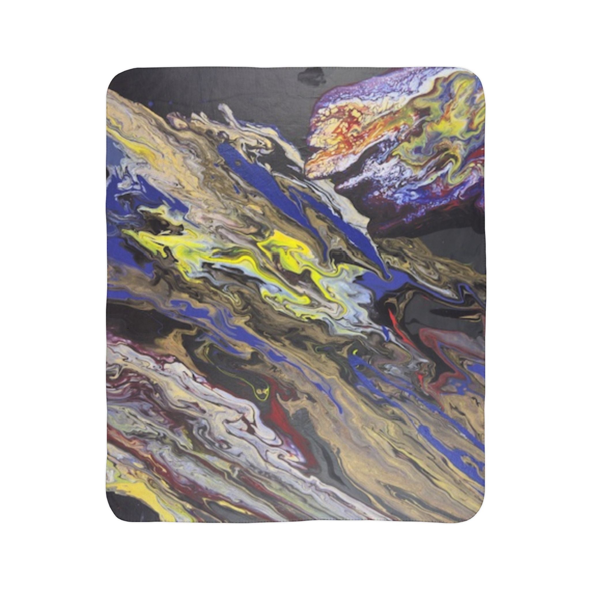 Abstract Fluid Art Sherpa Blanket – Multicolor Swirl Fleece Throw
