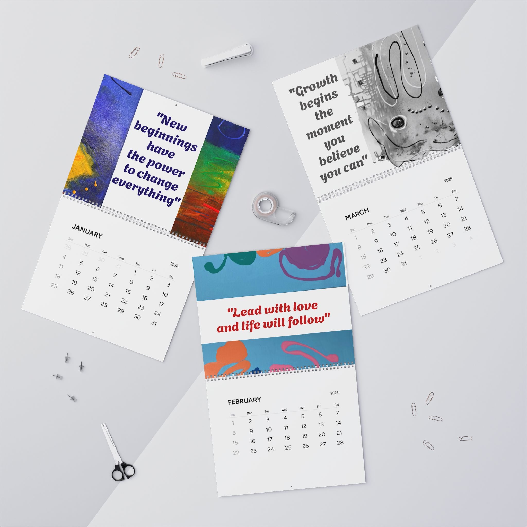 Art By Celeste Studio Inspirational Wall Calendar 2026 — Motivational Quotes & Abstract Art