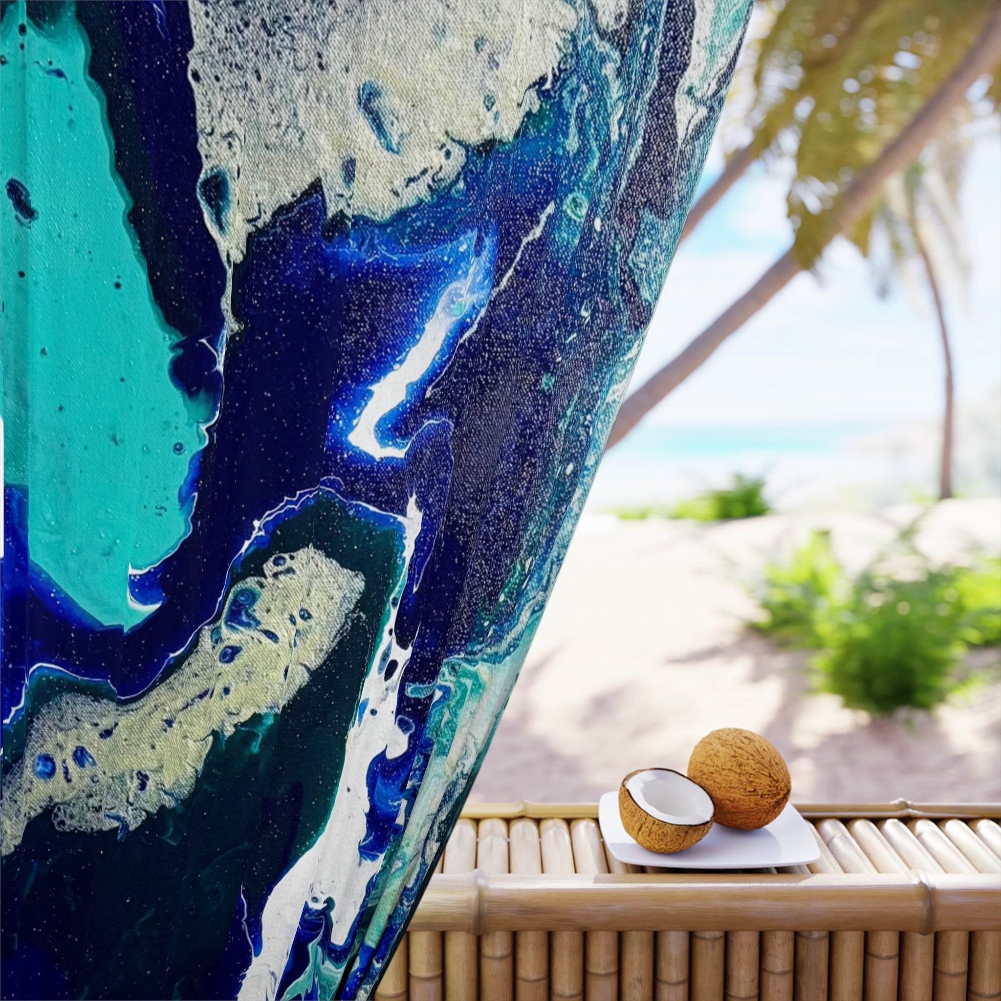 Ocean Vibes Art Curtain Panel