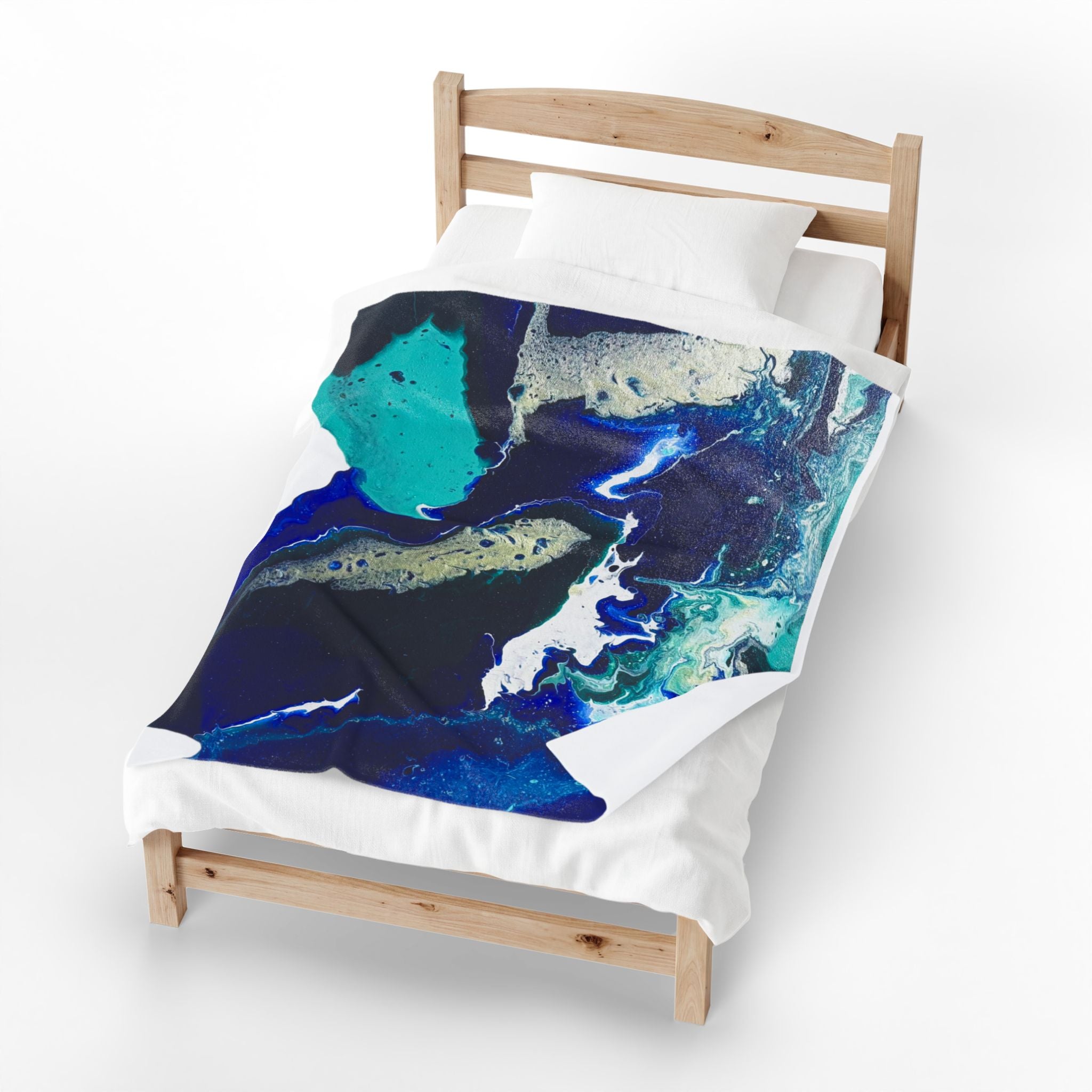 Ocean Vibes Velveteen Plush Blanket Organic Design