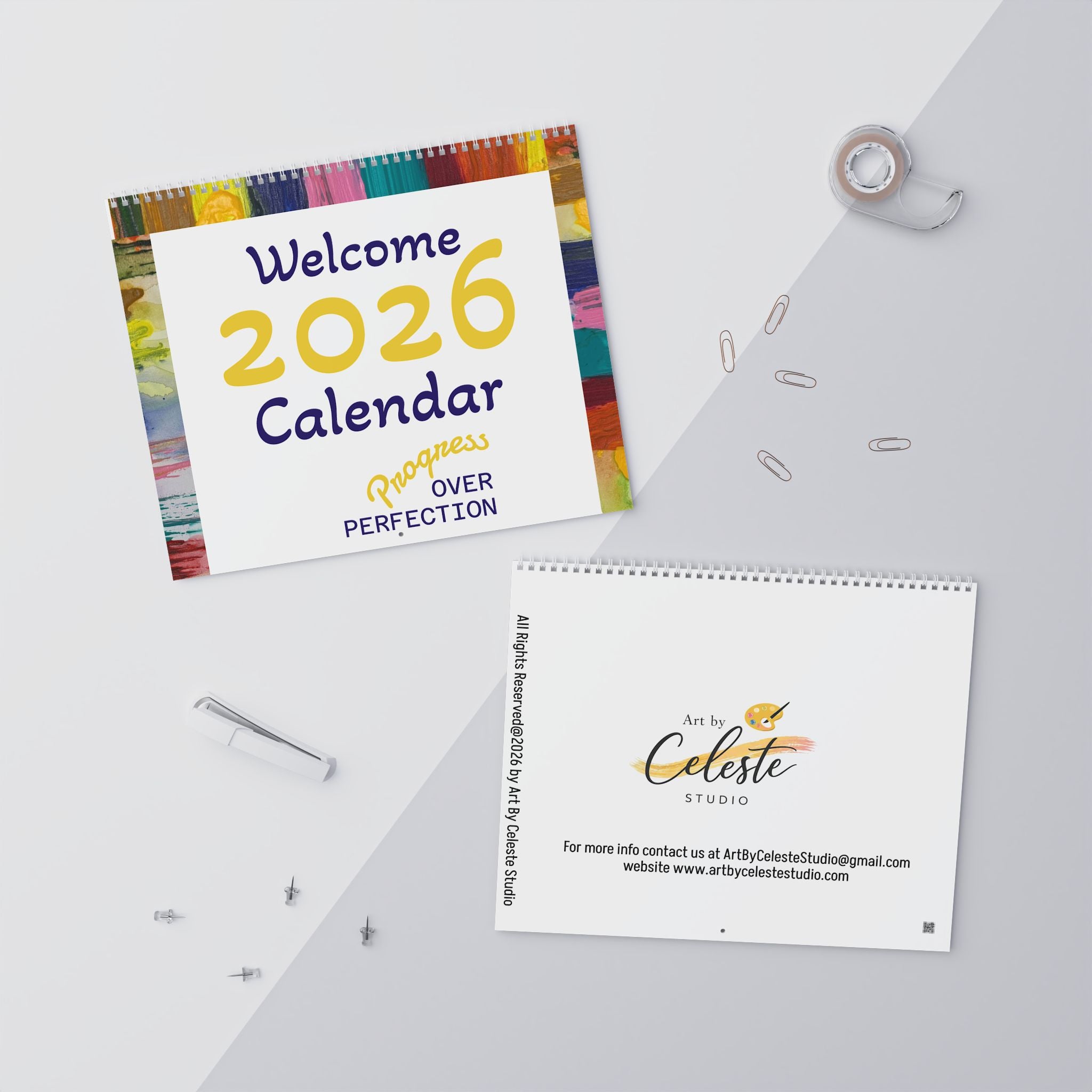 Art By Celeste Studio Inspirational Wall Calendar 2026 — Motivational Quotes & Abstract Art