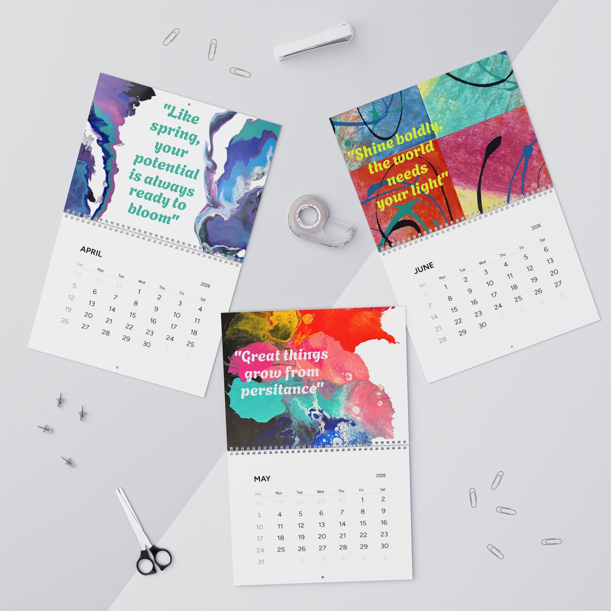 Art By Celeste Studio Inspirational Wall Calendar 2026 — Motivational Quotes & Abstract Art