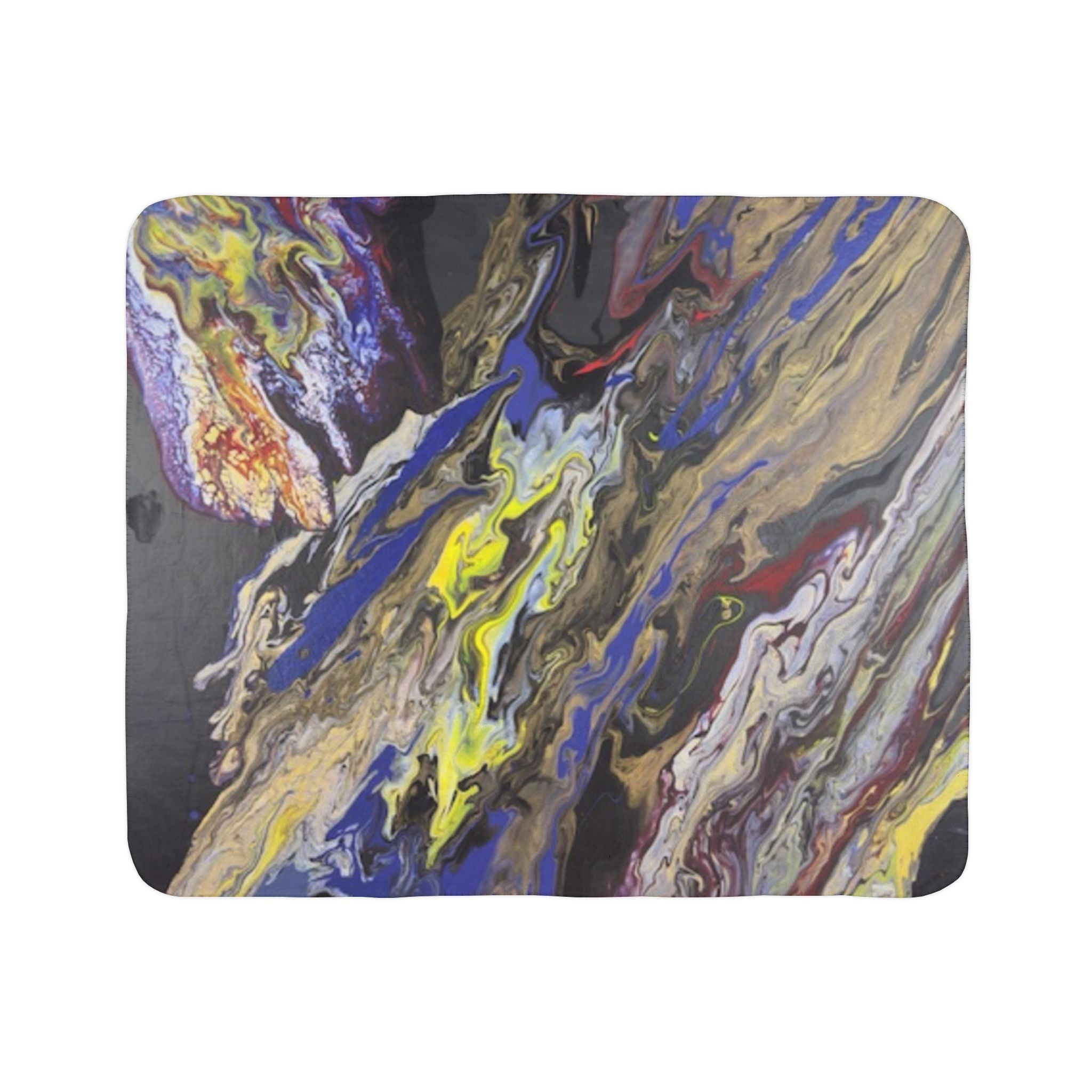 Abstract Fluid Art Sherpa Blanket – Multicolor Swirl Fleece Throw