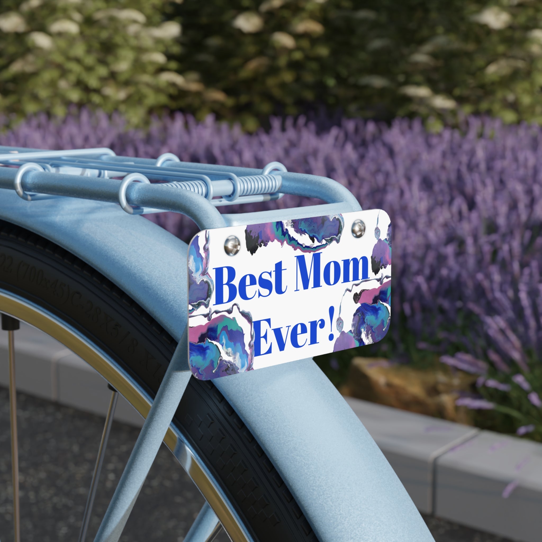 "Best Mom Ever" Floral Blue Decorative Tag