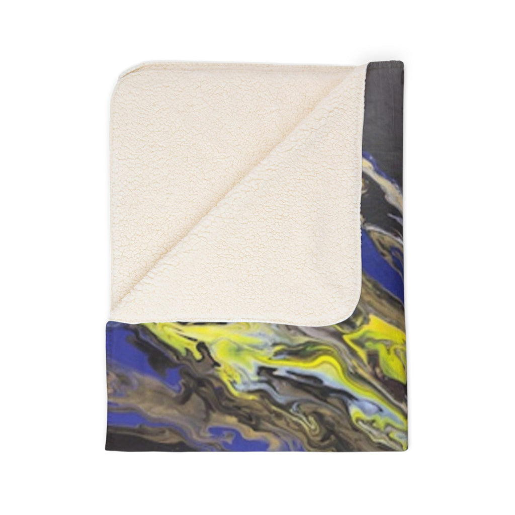 Abstract Fluid Art Sherpa Blanket – Multicolor Swirl Fleece Throw