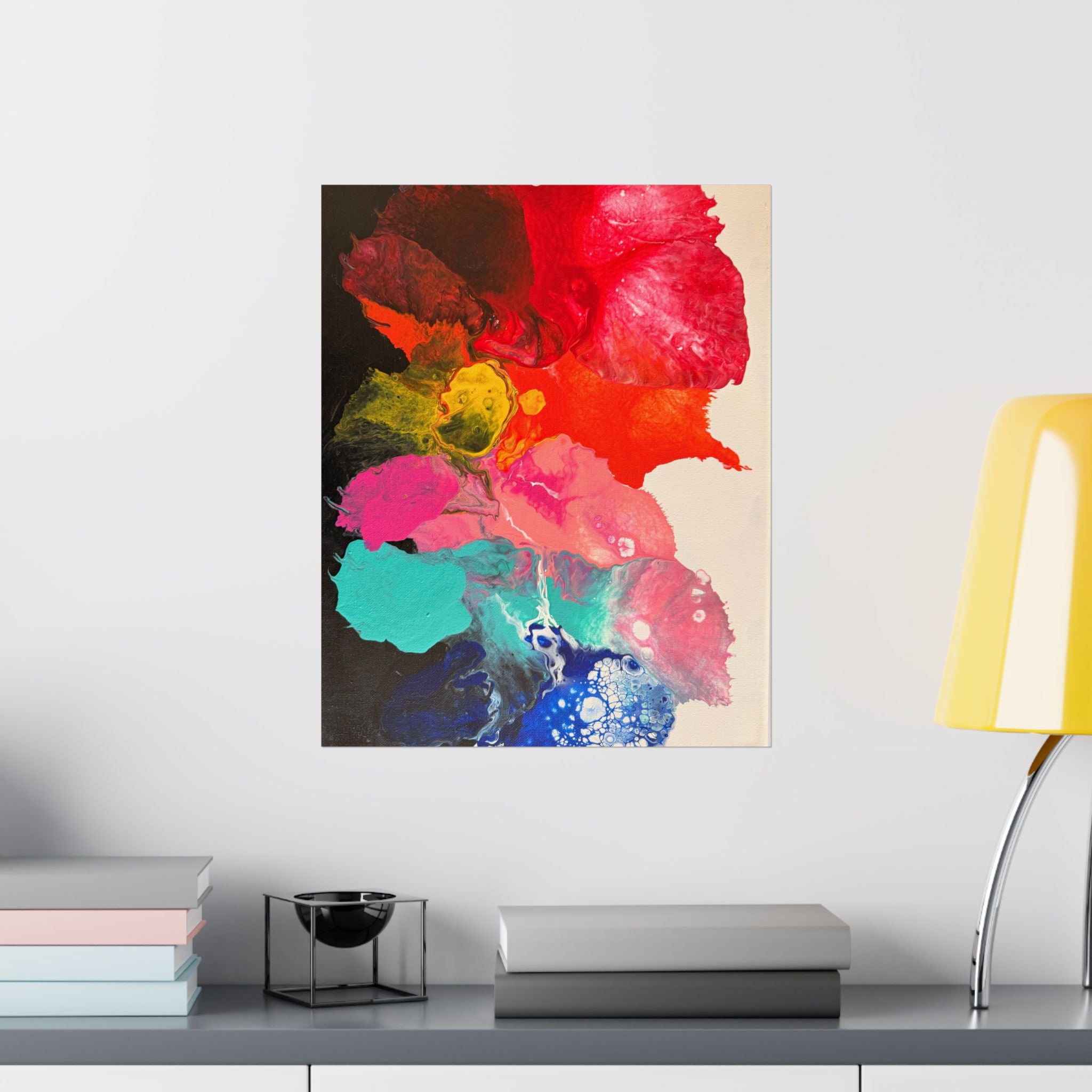 Abstract Color Splash Satin Poster — Vibrant Fluid Art Print