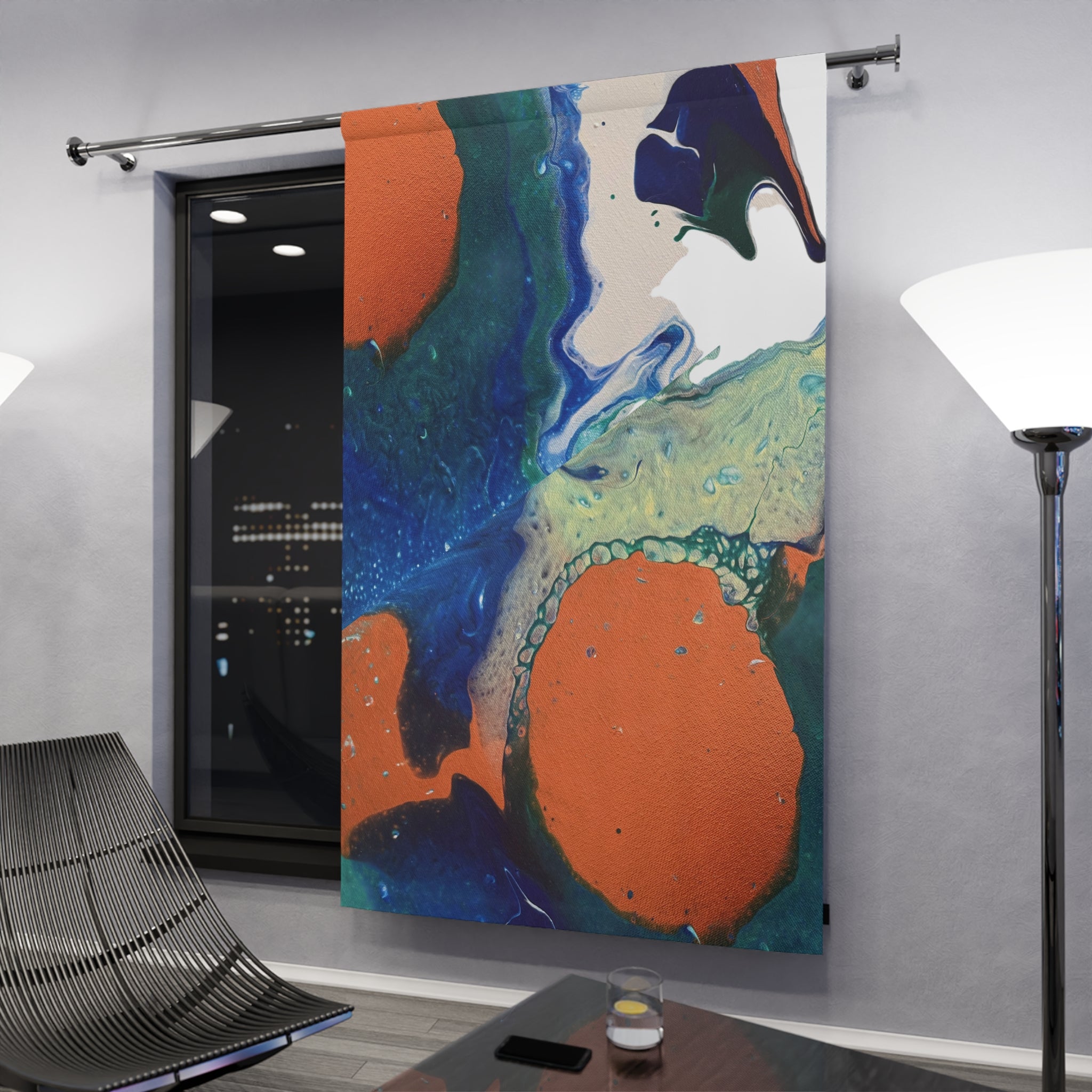Coral Current Art Curtain Panel