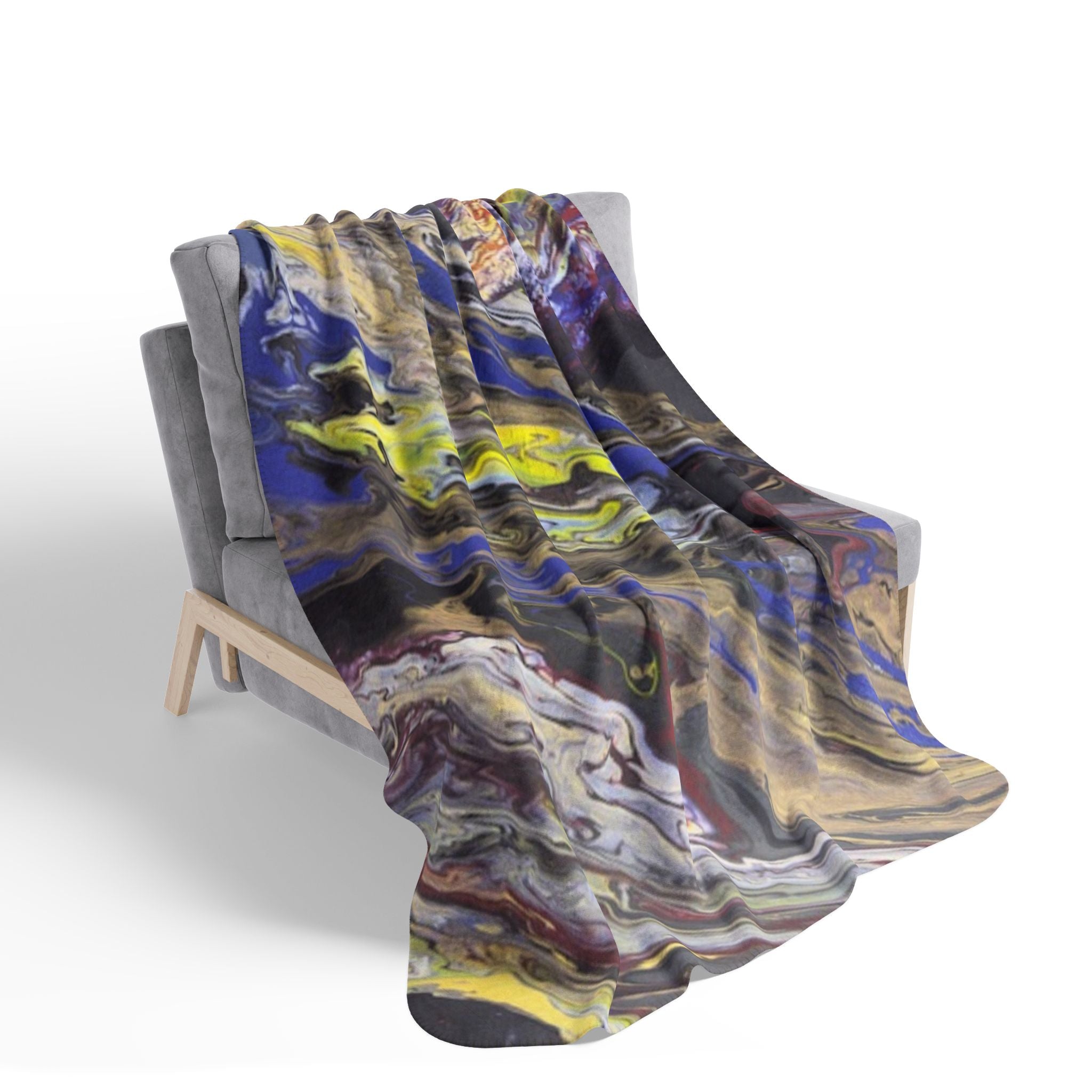 Abstract Fluid Art Sherpa Blanket – Multicolor Swirl Fleece Throw
