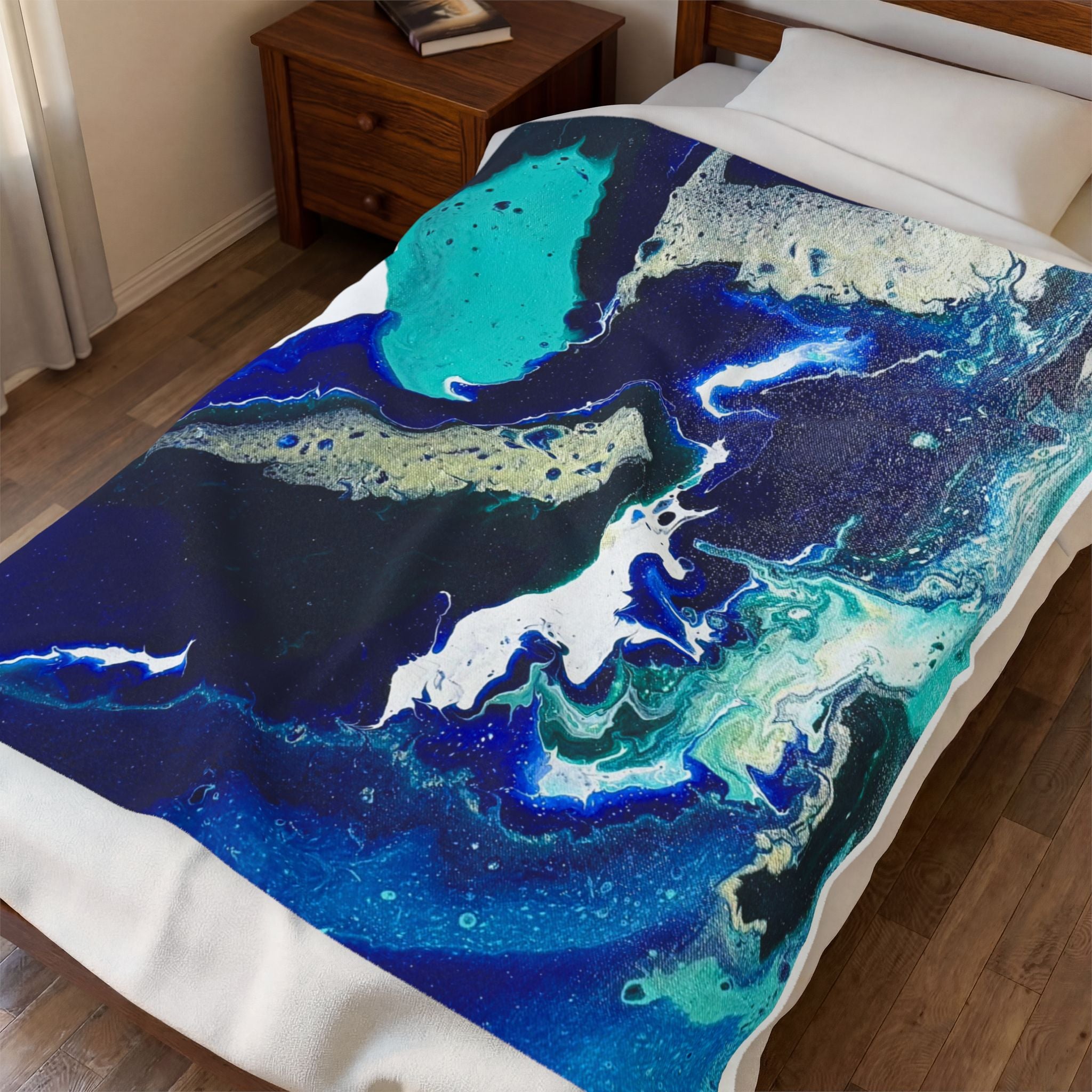 Ocean Vibes Velveteen Plush Blanket Organic Design