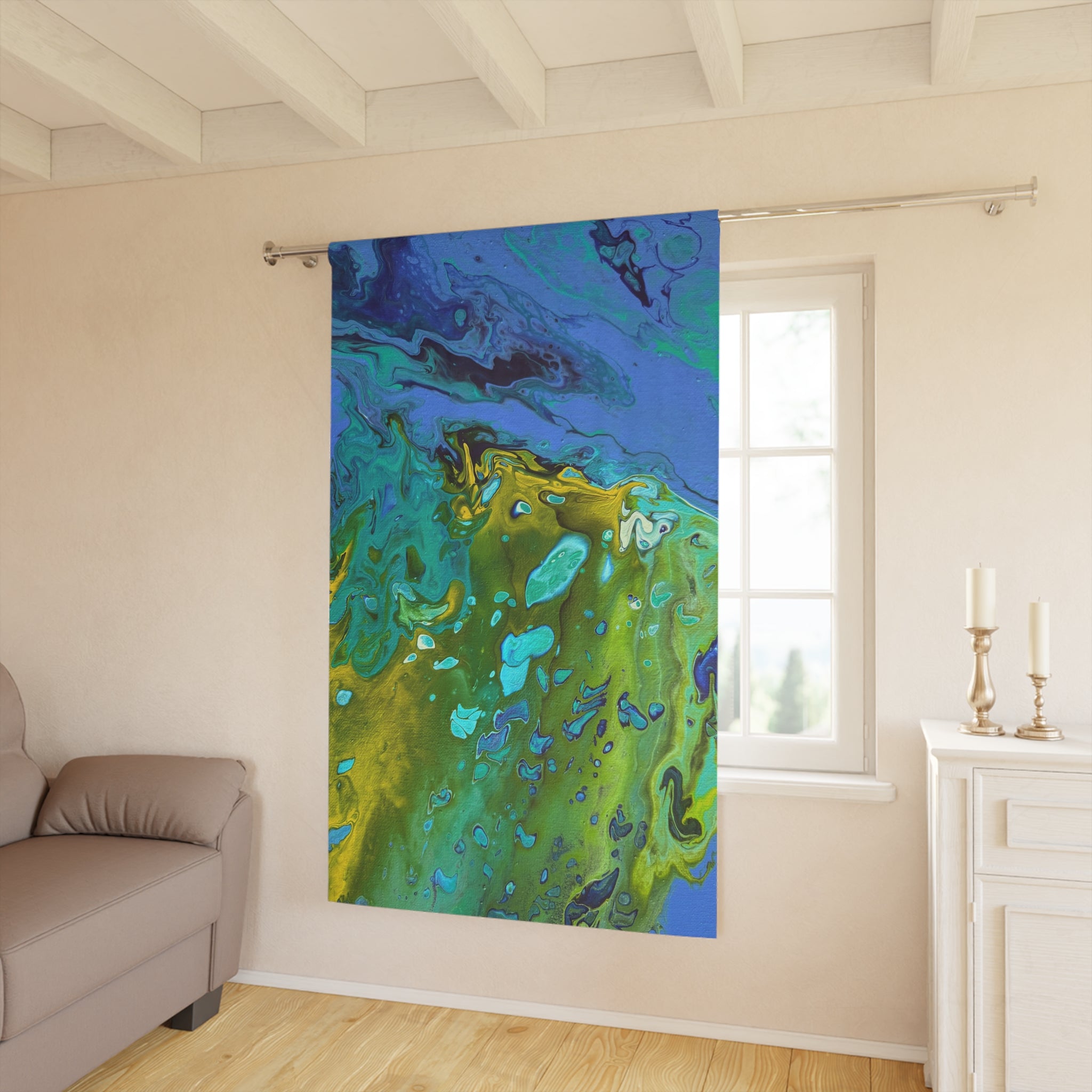 Golden Tides Art Curtain Panel