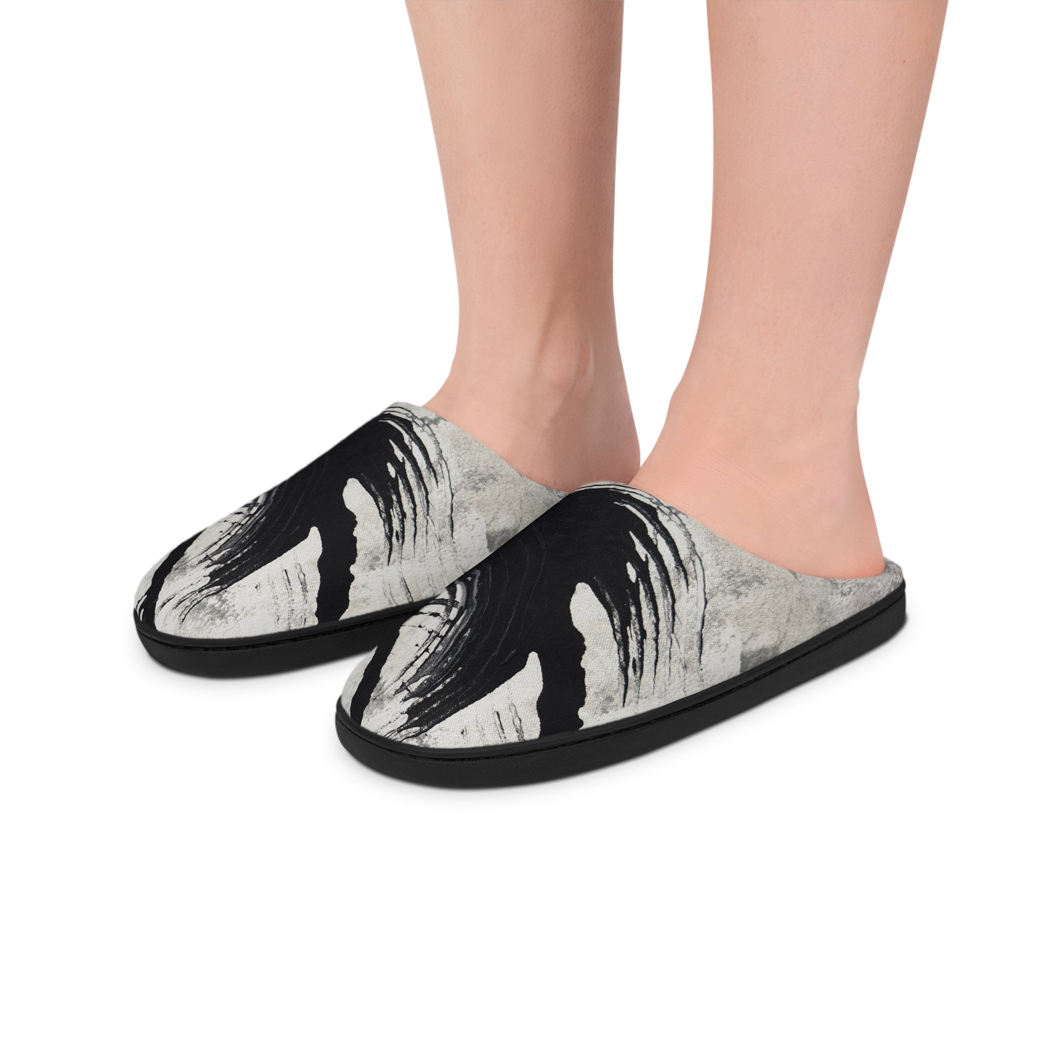 Echoes in Ink Men’s Indoor Slippers Cozy House Shoes