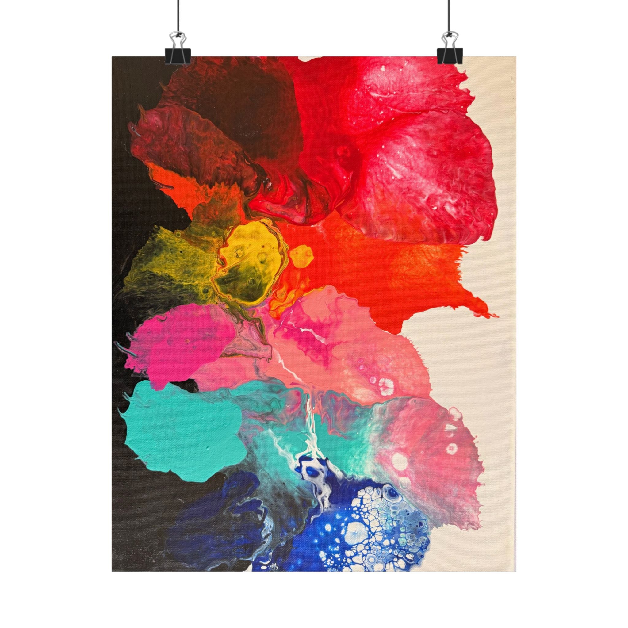Abstract Color Splash Satin Poster — Vibrant Fluid Art Print